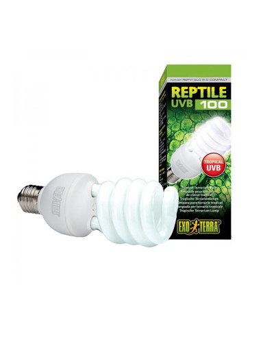 ExoTerra PT-2187 Repti Glo Compact 5.0 25 W UVB100 Attacco E27 - Lampada per terrari tropicali