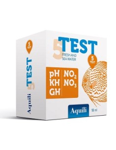 Aquili Test 5 in 1 pH – GH – KH – NO2 - NO3 a reagenti...