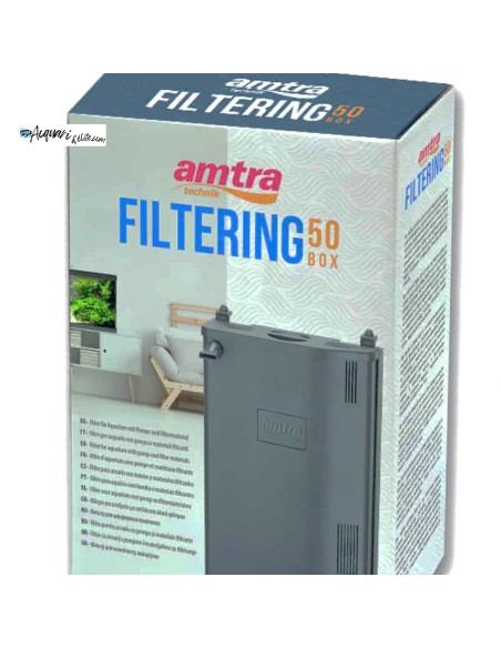 AMTRA FILTERING BOX BLACK 50 COMPLETO – Filtro Interno Biologico per Acquari fino a 50 Litri