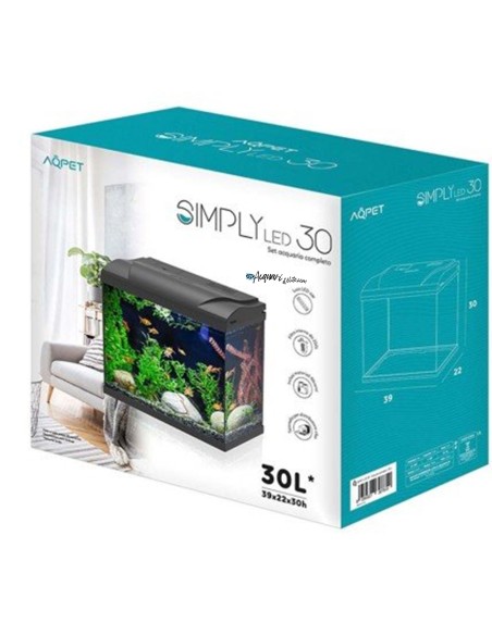 Aqpet Simply LED 30 – acquario cm39x22,5x30h completo di filtro e illuminazione