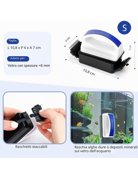 Nobleza - Doppio raschietto magnetico per acquario (L10.8*W4*H7CM)